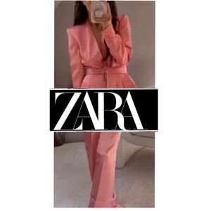 Zara Pink Tailored Blazer and Trousers Set